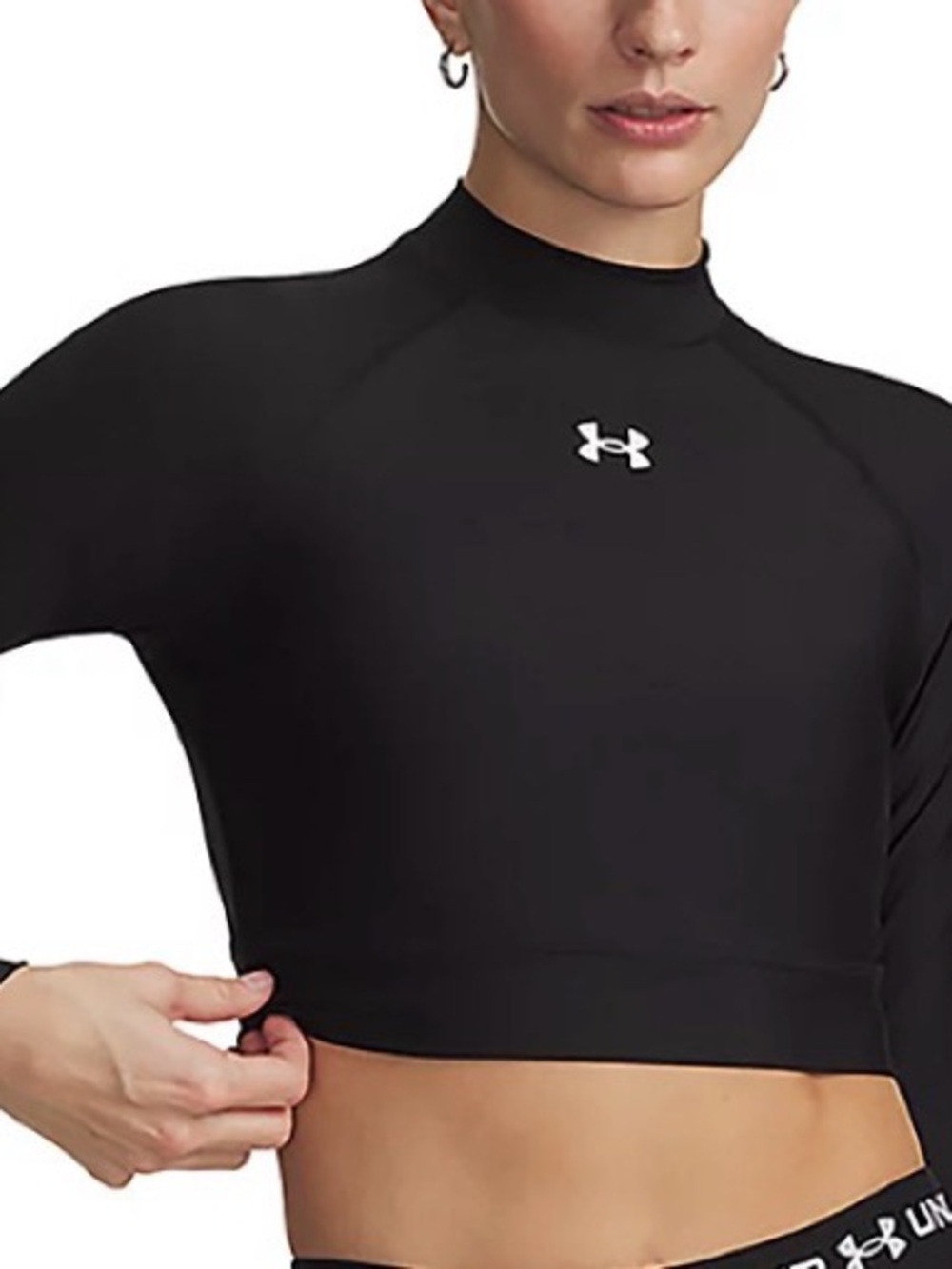 Under Armour Black Long-Sleeve Crop Mock Neck Top